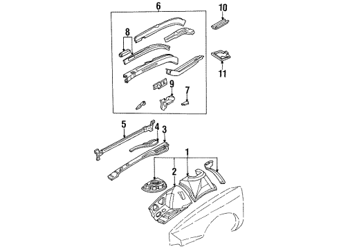 1996 Pontiac Bonneville Battery Tray Diagram for 25660322
