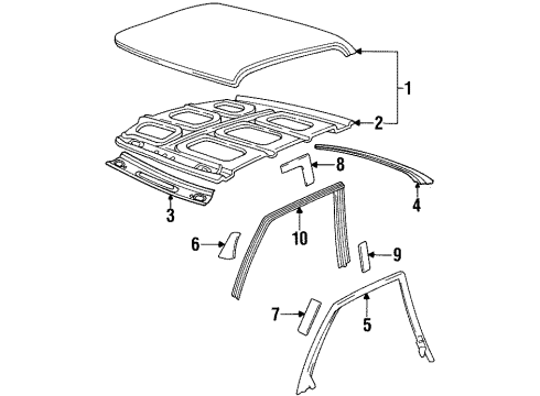 2000 Cadillac Eldorado Drip Weatherstrip, Front Driver Side Diagram for 25697621