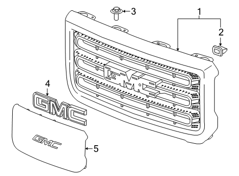 2016 GMC Sierra 2500 HD Grille & Components Diagram