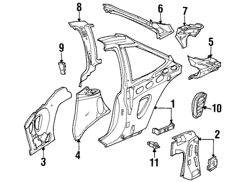 1994 Saturn SC1 Side Panel, Rear Passenger Side Diagram for 21126086