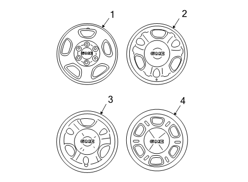 2001 GMC Yukon XL 1500 Wheel Covers & Trim Diagram