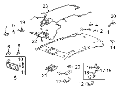 2013 Cadillac ATS Interior Trim - Roof Diagram