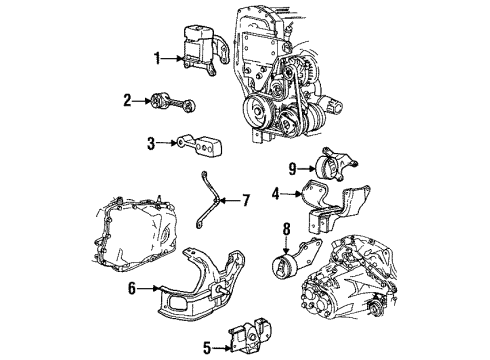 1992 Pontiac Grand Am Mount Bracket Diagram for 22593225