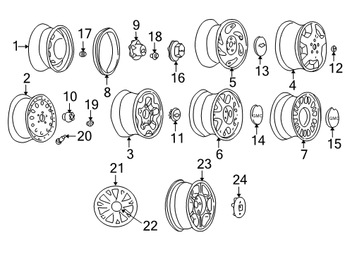 1995 Chevy Blazer Hub Cap, Silver Diagram for 15982660