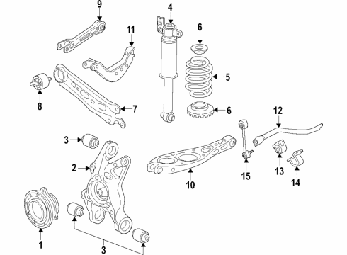 2023 Chevy Equinox Rear Axle, Lower Control Arm, Upper Control Arm, Stabilizer Bar, Suspension Components Diagram