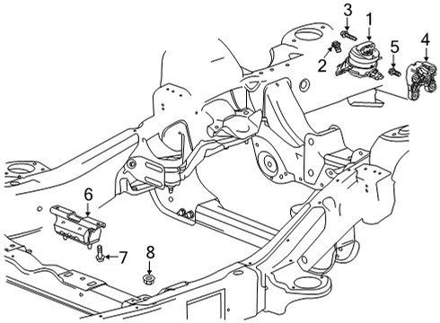 2023 GMC Sierra 1500 Engine & Trans Mounting Diagram 2 - Thumbnail