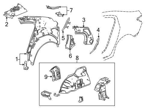 2016 Buick LaCrosse Inner Structure - Quarter Panel Diagram