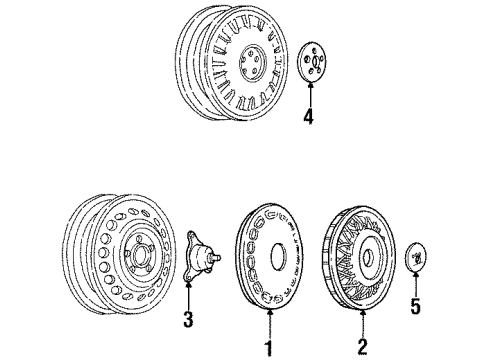 1998 Buick LeSabre Center Cap Diagram for 9592249