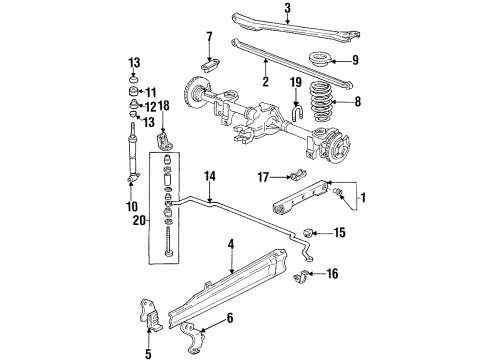 1998 Pontiac Firebird Rear Suspension Components, Stabilizer Bar & Components Diagram