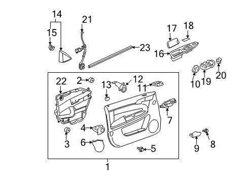 2012 Chevy Impala Interior Trim - Front Door Diagram