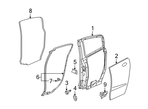 2007 Saturn Ion Surround Weatherstrip, Passenger Side Diagram for 21995403