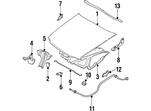 1999 Oldsmobile Cutlass Hood & Components Diagram