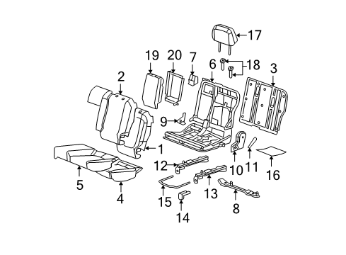 2005 Chevy Malibu Seat Back Pad, Rear Driver Side Diagram for 22736421