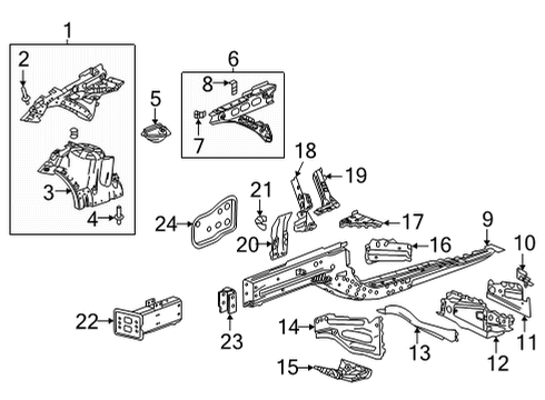 2022 Cadillac CT4 Structural Components & Rails Diagram