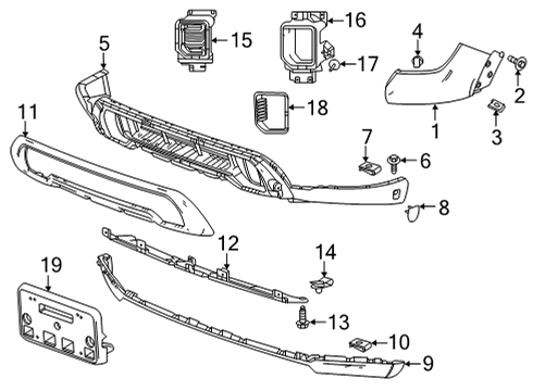 2023 GMC Sierra 3500 HD Exterior Trim - Front Bumper Diagram