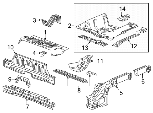2022 Chevy Spark Rear Floor & Rails Diagram