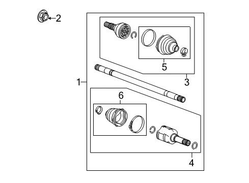 2014 Cadillac SRX Drive Axles - Rear Diagram