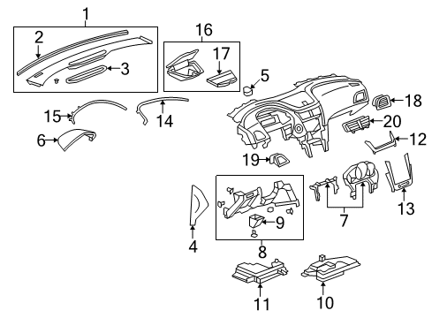 2011 Chevy Malibu Upper Trim Diagram for 22797469