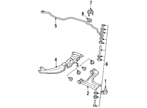 1987 Oldsmobile Calais Front Suspension, Control Arm, Stabilizer Bar Diagram 2 - Thumbnail