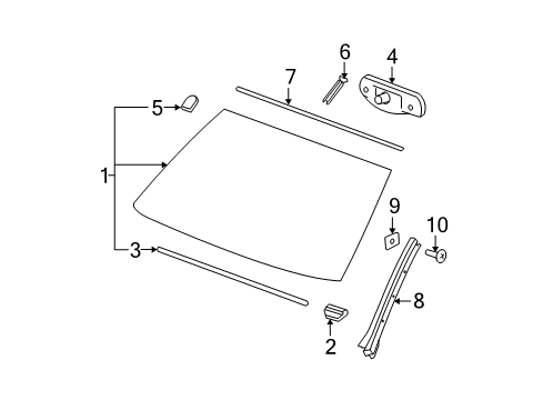 2007 Cadillac Escalade EXT Windshield Glass, Reveal Moldings Diagram