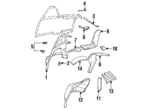 1997 Cadillac DeVille Inner Structure - Quarter Panel Diagram