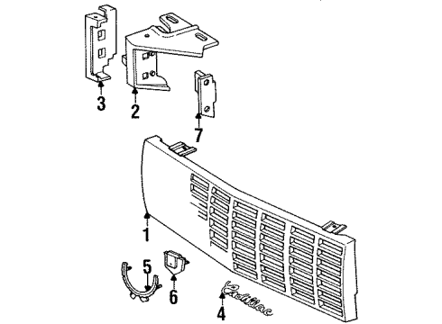 1989 Cadillac Seville Grille & Components Diagram