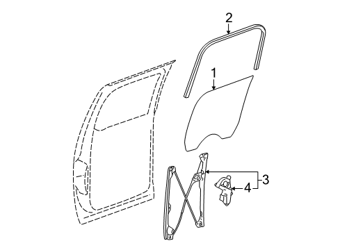 2008 Cadillac Escalade ESV Rear Door - Glass & Hardware Diagram