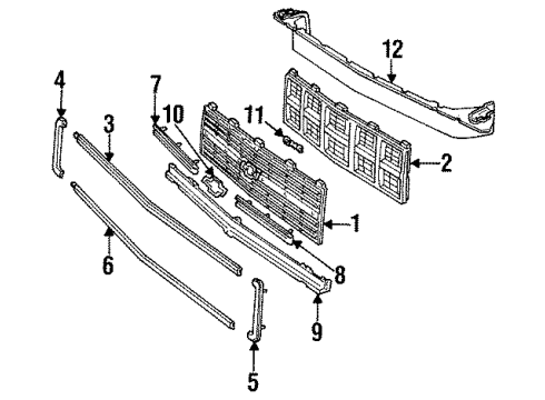 1990 Chevy V2500 Suburban Grille & Components Diagram