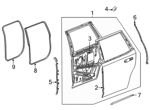 2022 Chevy Suburban Door Weatherstrip, Rear Driver Side Diagram for 84741550