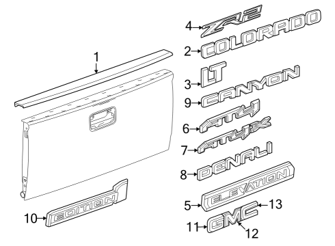 2023 GMC Canyon Nameplate Diagram for 85543243