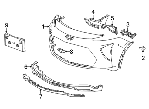 2022 Chevy Bolt EUV License Bracket, Front Diagram for 42733565