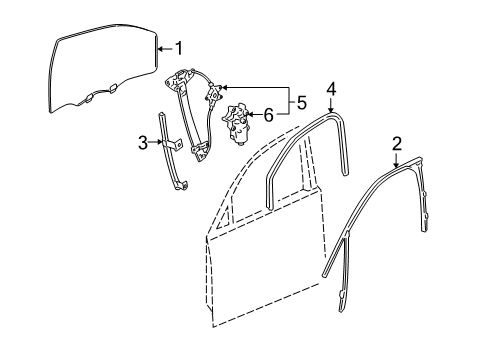 2012 Chevy Impala Front Door - Glass & Hardware Diagram
