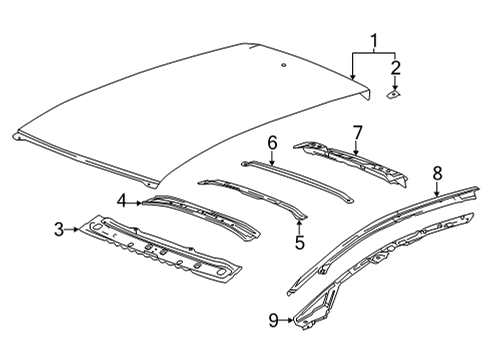 2022 Chevy Bolt EUV Rail Reinforcement, Passenger Side Diagram for 42498046