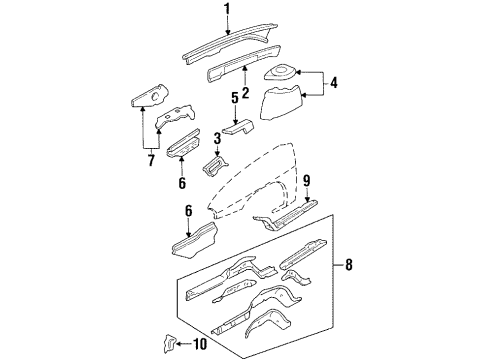 1997 Chevy Lumina Front Panel, Inner Driver Side Diagram for 10165812