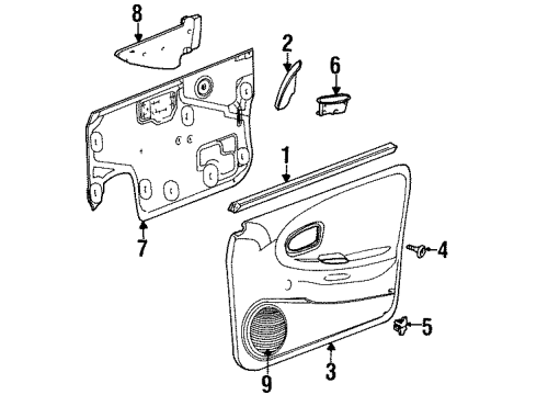 1999 Saturn SL Interior Trim - Front Door Diagram