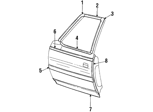 1984 Oldsmobile 98 Lower Molding Diagram for 9637413