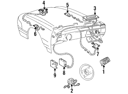 1994 Cadillac Seville Air Bag Sensor Diagram for 16170219