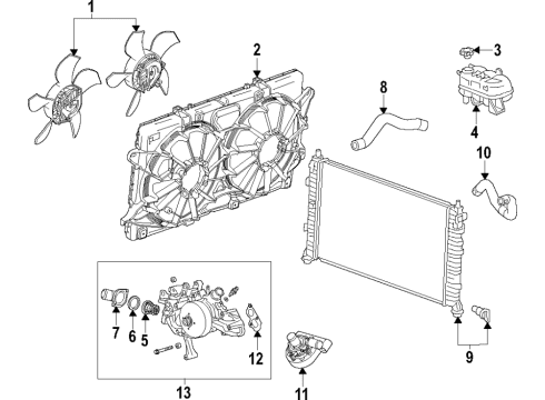 2021 GMC Yukon XL Radiator Shutter Assembly, Front Diagram for 87864514