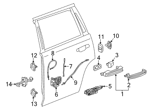 2017 Cadillac Escalade Rear Door - Lock & Hardware Diagram