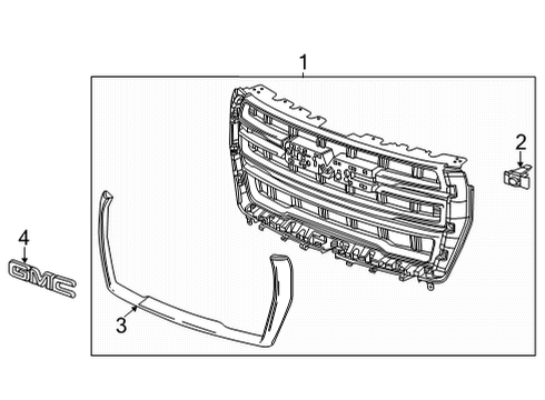 2022 GMC Yukon XL Grille & Components Diagram 2 - Thumbnail