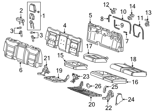 2021 GMC Sierra 1500 Rear Seat Components Diagram 3 - Thumbnail