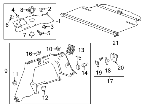 2018 Cadillac XT5 Interior Trim - Quarter Panels Diagram