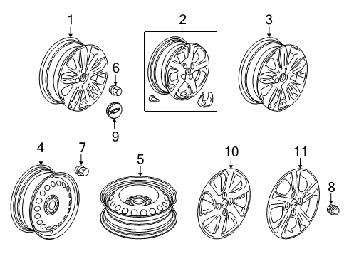 2022 Chevy Spark Wheels, Covers & Trim Diagram