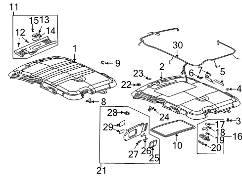 2005 Pontiac Aztek Interior Trim - Roof Diagram