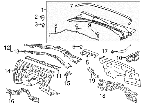 2016 Cadillac CTS Cowl Diagram