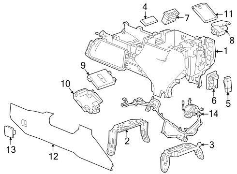 2023 GMC Sierra 1500 Lamp Bezel Diagram for 84893079