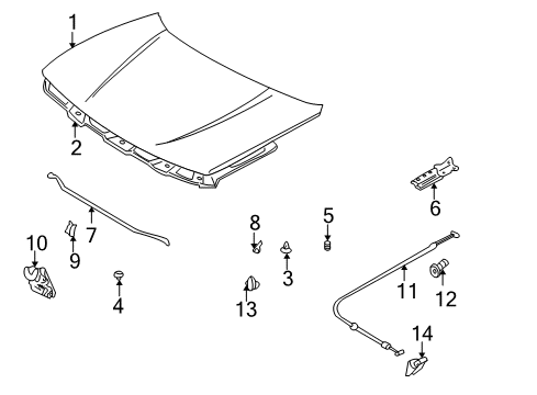 2000 Chevy Tracker Hood & Components Diagram