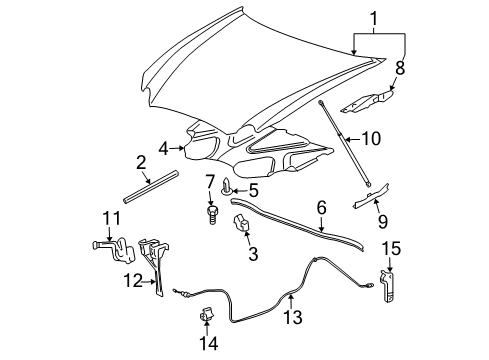 2007 Buick LaCrosse Hood & Components Diagram