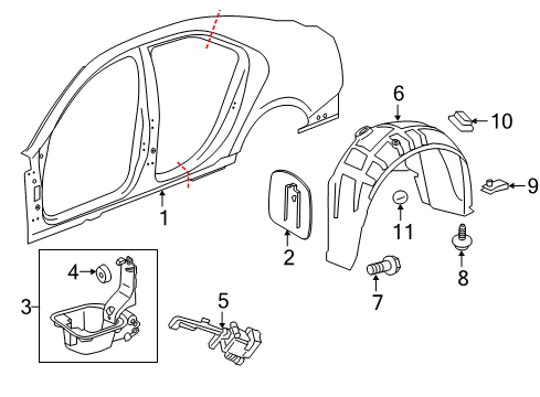 2013 Cadillac ATS Quarter Panel & Components Diagram