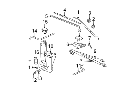 2001 GMC Sierra 3500 Wiper & Washer Components Diagram